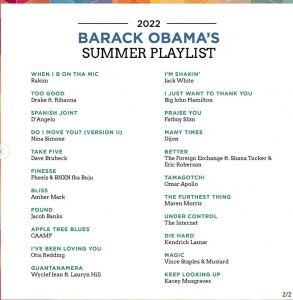 Obama’s 2022 summer playlist