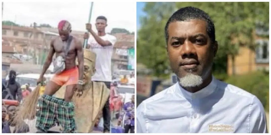 Reno Reacts As Portable Strips On Awolowo’s Statue