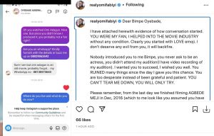 Yomi Fabiyi Blasts Bimpe Oyebade Over Sex For Role Drama