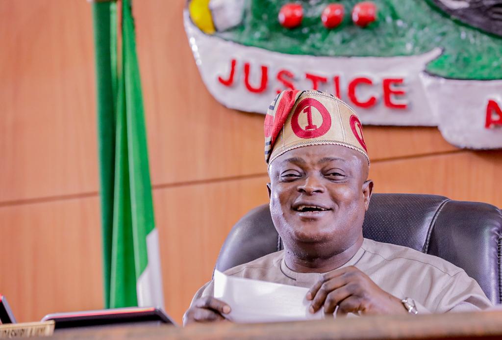 Mudashiru Obasa as Speaker of the 10th Assembly.
