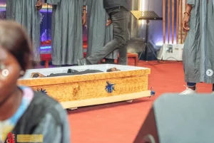 Gospel singer in casket