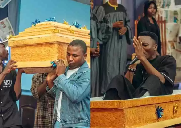 Gospel singer in casket