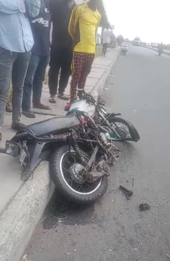 TRUCK RAMMED INTO A MOTORCYCLE