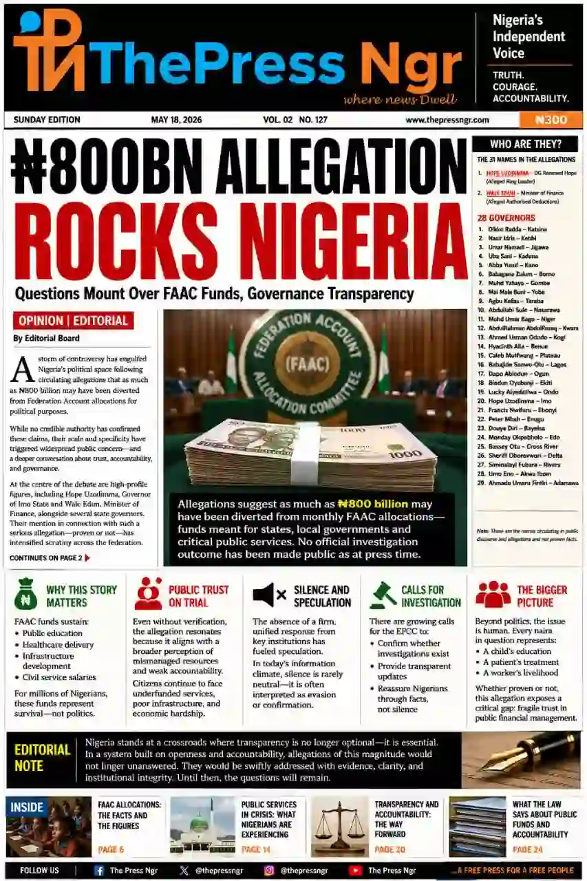 Allegations of ₦800 Billion FAAC Diversion Raise Troubling Questions About Governance in Nigeria